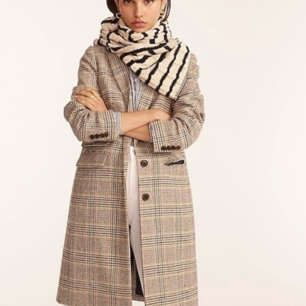 J.Crew Dalton Topcoat Glen Plaid English Wool Size 6